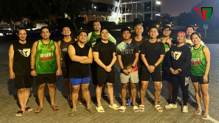 Dragon boat evening training in Dubai with Desert Falcon crew