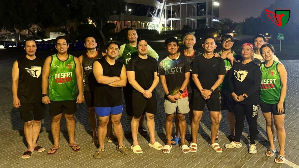 Dragon boat evening training in Dubai with Desert Falcon crew