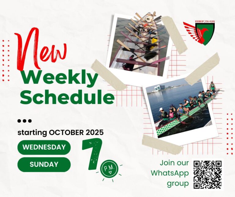 Desert Falcon Dragon Boat Training Schedule 2025