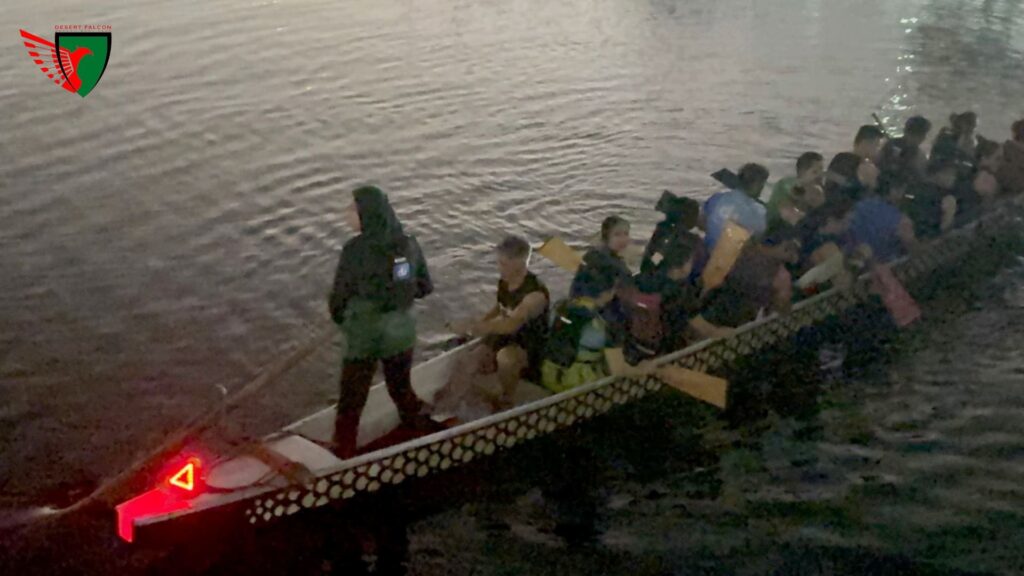 Dubai dragon boat training Deira Creek on boat