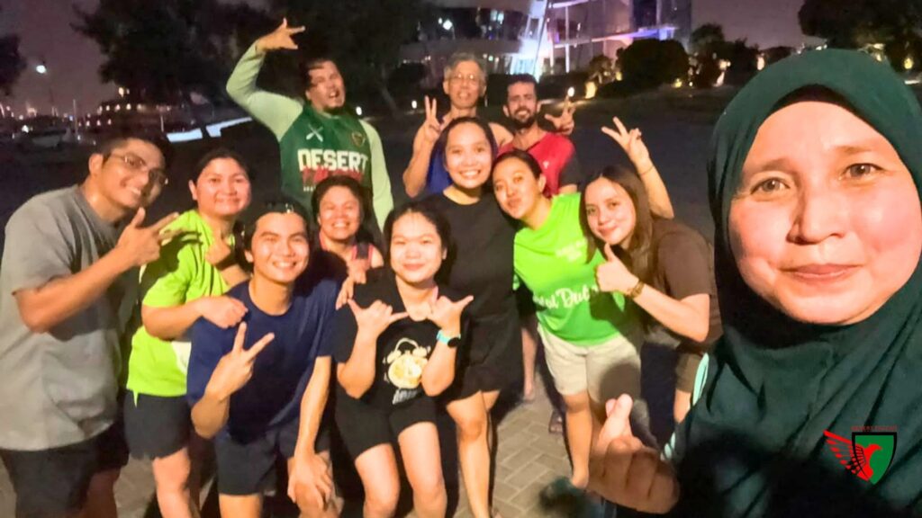 Desert Falcons members celebrating another successful evening water training in Dubai.