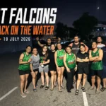 Desert Falcons paddlers after evening dragon boat training at Deira Creek on 19 July 2026
